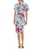 Color:Seafoam Multi - Image 2 - Short Caplet Sleeve V-Neck Floral Belted Sheath Dress
