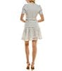 Color:Ivory - Image 2 - Short Sleeve Mock Neck Fringed Seam Lace Fit and Flare Dress