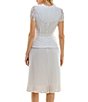 Color:Ivory - Image 2 - Short Sleeve Square Neck Lace Bodice Dress