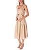 Color:Latte - Image 3 - Sleeveless Square Neck Belted Midi Dress