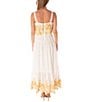 Color:Ivory/Mustard - Image 2 - Sleeveless Square Neck Embroidered Popover Tie Waist Maxi Dress