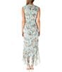 Color:Mint Multi - Image 2 - Sleeveless V-Neck Ruffle Hem Tie Waist Floral Chiffon Maxi Dress