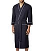 Color:Navy - Image 1 - Big & Tall Long Sleeve Kimono Style Waffle Knit Robe