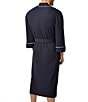 Color:Navy - Image 2 - Big & Tall Long Sleeve Kimono Style Waffle Knit Robe