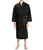 Color:Black - Image 4 - Big & Tall Long Sleeve Kimono Style Waffle Knit Robe