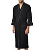 Color:Black - Image 1 - Long Sleeve Kimono Style Waffle Knit Robe
