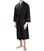 Color:Black - Image 3 - Long Sleeve Kimono Style Waffle Knit Robe