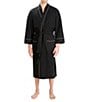 Color:Black - Image 4 - Long Sleeve Kimono Style Waffle Knit Robe