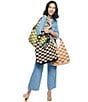Color:Black - Image 2 - Abby Straw Checkered Shoulder Bag