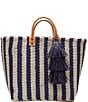 Color:Navy - Image 1 - Lido Basket Straw Tote Bag