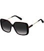 Color:Black - Image 1 - Women's 57mm Square Sunglasses