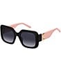 Marc Jacobs Women's 647/S 53mm Rectangle Sunglasses, Color:Black/Pink - Image 1