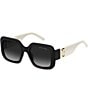 Color:Black White - Image 1 - Women's 647S Square Oversize Sunglasses