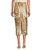 Marchesa Hawthorn Printed Sequin Skirt, Color:Chestnut - Image 2