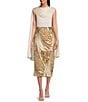 Marchesa Hawthorn Printed Sequin Skirt, Color:Chestnut - Image 5