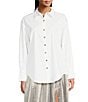 Marchesa Muse by Marchesa Orchid Cotton Poplin Button Front Embellished Button Blouse, Color:Pearl - Image 1