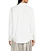 Marchesa Muse by Marchesa Orchid Cotton Poplin Button Front Embellished Button Blouse, Color:Pearl - Image 2