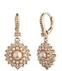 Color:Gold - Image 1 - Round Pearl Crystal Drop Earrings