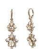 Color:Gold - Image 1 - Vintage Cluster Crystal Double Drop Earrings