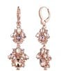 Color:Rose Gold - Image 1 - Vintage Cluster Crystal Double Drop Earrings