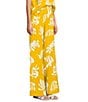 Marella Antiope Linen Blend Summer Leaf Print Elastic Back Wide Leg Pull-On Coordinating Pants, Color:Warm Yellow Summer Leaf Print - Image 3