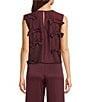 Marella Canore Popline Embroidered Bow Round Neck Sleeveless Top, Color:Bordeaux - Image 2