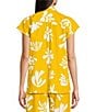 Marella Coordinating Addotto Linen-Blend Summer Leaf Print Point Collar Short Sleeve Patch Pocket Blouse, Color:Warm Yellow Summer Leaf Print - Image 2