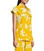Marella Coordinating Addotto Linen-Blend Summer Leaf Print Point Collar Short Sleeve Patch Pocket Blouse, Color:Warm Yellow Summer Leaf Print - Image 3