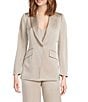 Marella Coordinating Cognac Satin Point Lapel Long Sleeve One-Button Blazer, Color:Natural - Image 1