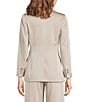 Marella Coordinating Cognac Satin Point Lapel Long Sleeve One-Button Blazer, Color:Natural - Image 3