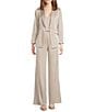 Marella Coordinating Cognac Satin Point Lapel Long Sleeve One-Button Blazer, Color:Natural - Image 4