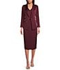 Marella Coordinating Cognac Satin Point Lapel Long Sleeve One-Button Blazer, Color:Bordeaux - Image 4