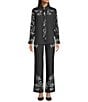 Marella Coordinating Egizio Crepe Back Satin Placement Print Flare Hem Pants, Color:Black - Image 3