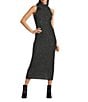 Marella Ilsa Alpaca Wool Blend Sequin Knit Turtleneck Sleeveless Bodycon Maxi Sweater Dress, Color:Melange Grey - Image 1