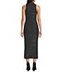 Marella Ilsa Alpaca Wool Blend Sequin Knit Turtleneck Sleeveless Bodycon Maxi Sweater Dress, Color:Melange Grey - Image 2