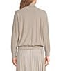 Marella Knit Mllgesto Lurex Micro-Sequin Mock Neck Long Sleeve Sweater - Image 2
