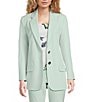 Marella Rubens Stretch Microfiber Canvas Notch Lapel Collar Long Sleeve Two-Button Jacket, Color:Jade - Image 1
