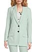 Marella Rubens Stretch Microfiber Canvas Notch Lapel Collar Long Sleeve Two-Button Jacket, Color:Jade - Image 2