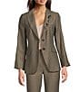 Marella Twill Crystal Lapel Notch Lapel Two Button Kaki Jacket, Color:Kaki - Image 1