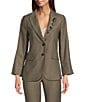 Marella Twill Crystal Lapel Notch Lapel Two Button Kaki Jacket, Color:Kaki - Image 2