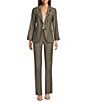Marella Twill Crystal Lapel Notch Lapel Two Button Kaki Jacket, Color:Kaki - Image 4