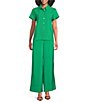Marella Woven Sapice Emerald Canvas Button-Down Shirt - Image 3