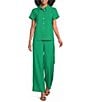 Marella Woven Sapice Emerald Canvas Button-Down Shirt - Image 3