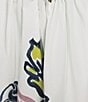 Marella Zambia Organic Cotton Stretch Poplin Floral Print Paper-Bag Drawstring Waist A-Line Coordinating Midi Skirt, Color:Optical White - Image 4