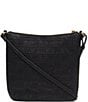 Color:Black - Image 2 - Amy Top Zip Leather Basketweave Crossbody Bag