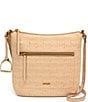 Color:Sand - Image 1 - Amy Top Zip Leather Basketweave Crossbody Bag