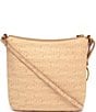 Color:Sand - Image 2 - Amy Top Zip Leather Basketweave Crossbody Bag