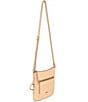 Color:Sand - Image 4 - Amy Top Zip Leather Basketweave Crossbody Bag