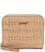 Color:Sand - Image 1 - Lily Zip Around Leather Basketweave Wallet