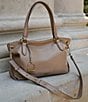 Color:Taupe - Image 5 - Maria Leather Satchel Bag